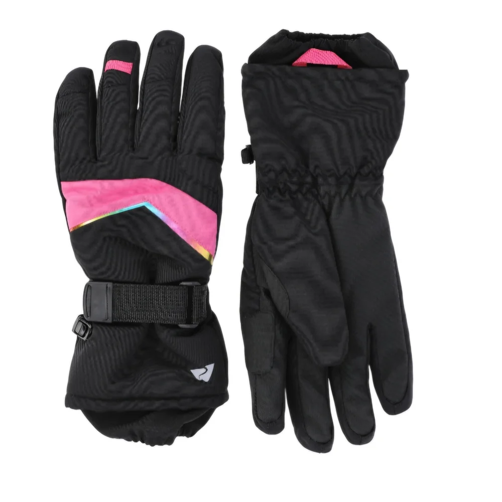 🌭♡Ozark Trail Kids Mittens Black with Pink and Blue Accents